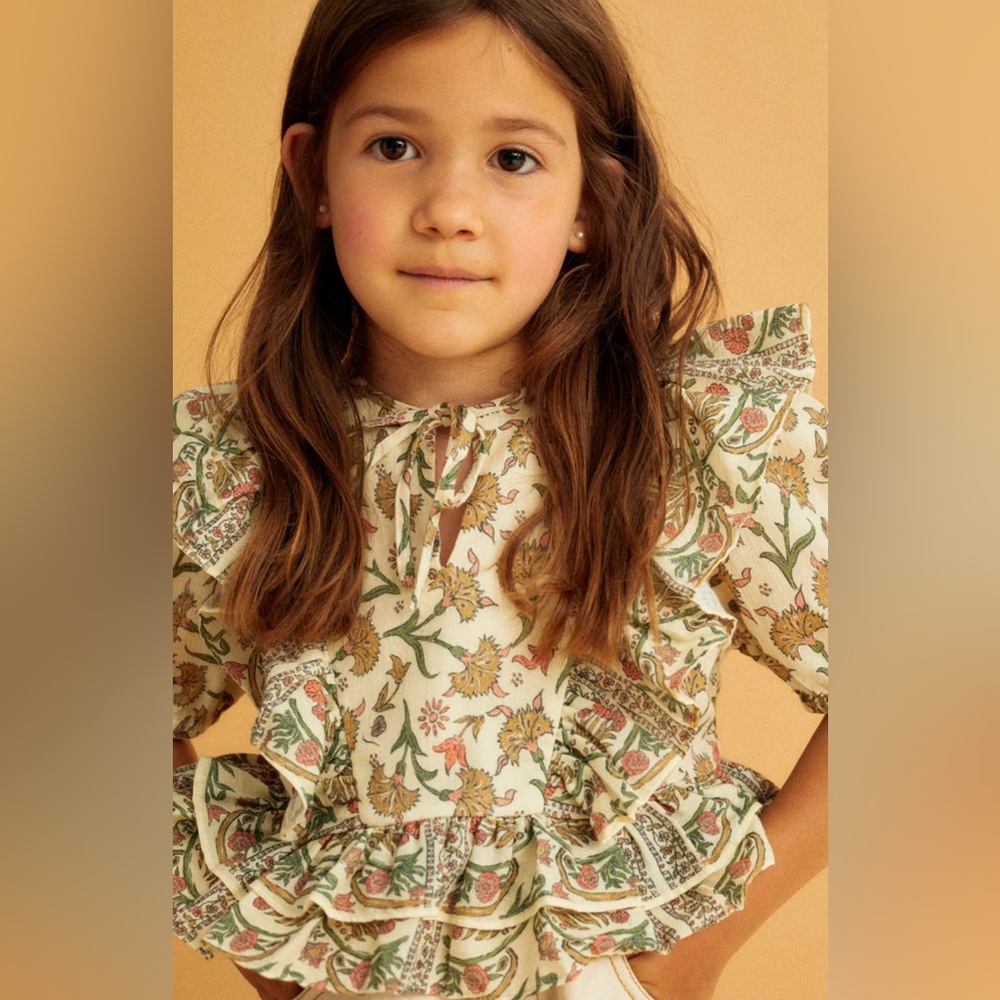 The New Society Top Girl’s 4 XS Indiana Blouse Floral Ruffle Spring Summer